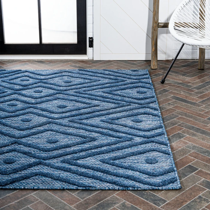 Balansat Moroccan Diamond Navy 8 ft. x 10 ft. Indoor/Outdoor Area Rug