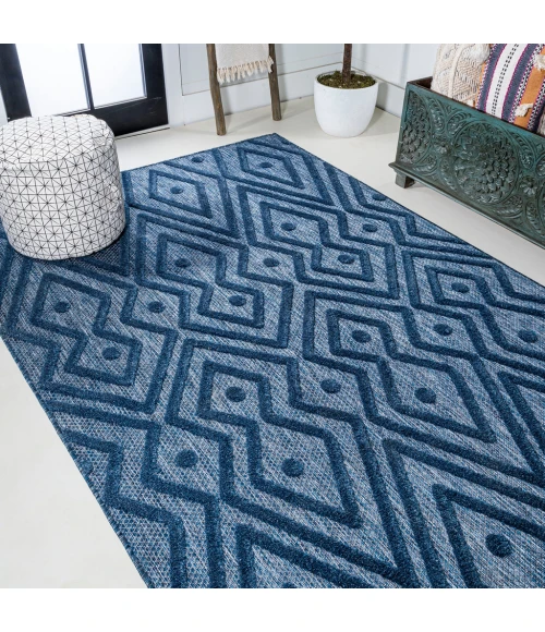 Balansat Moroccan Diamond Navy 5 ft. x 8 ft. Indoor/Outdoor Area Rug