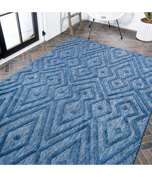 Balansat Moroccan Diamond Navy 5 ft. x 8 ft. Indoor/Outdoor Area Rug