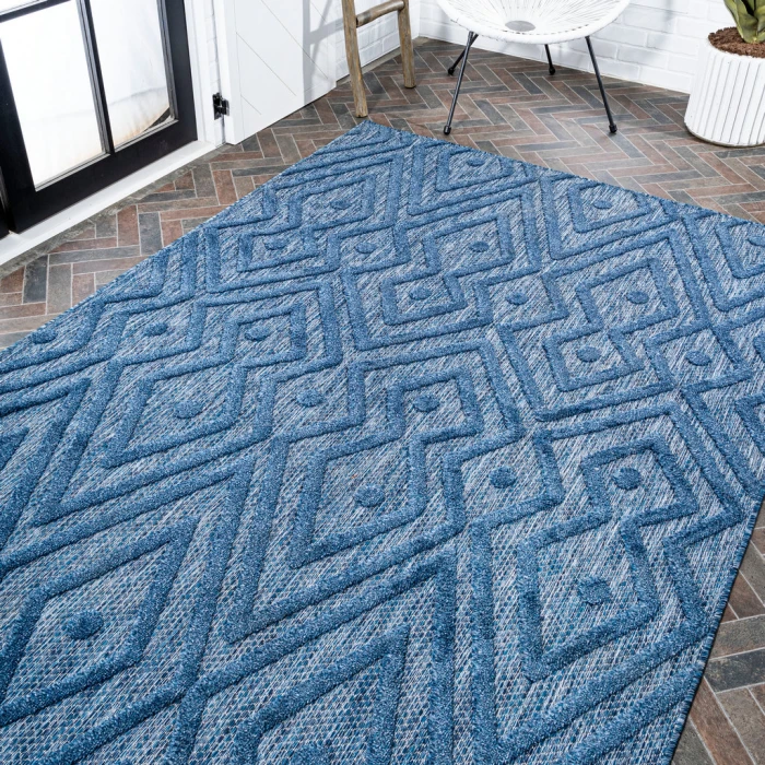 Balansat Moroccan Diamond Navy 8 ft. x 10 ft. Indoor/Outdoor Area Rug