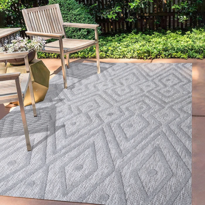 Balansat Moroccan Diamond Light Gray 8 ft. x 10 ft. Indoor/Outdoor Area Rug