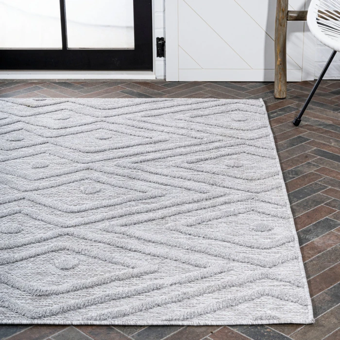 Balansat Moroccan Diamond Light Gray 8 ft. x 10 ft. Indoor/Outdoor Area Rug