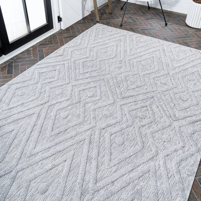 Balansat Moroccan Diamond Light Gray 8 ft. x 10 ft. Indoor/Outdoor Area Rug
