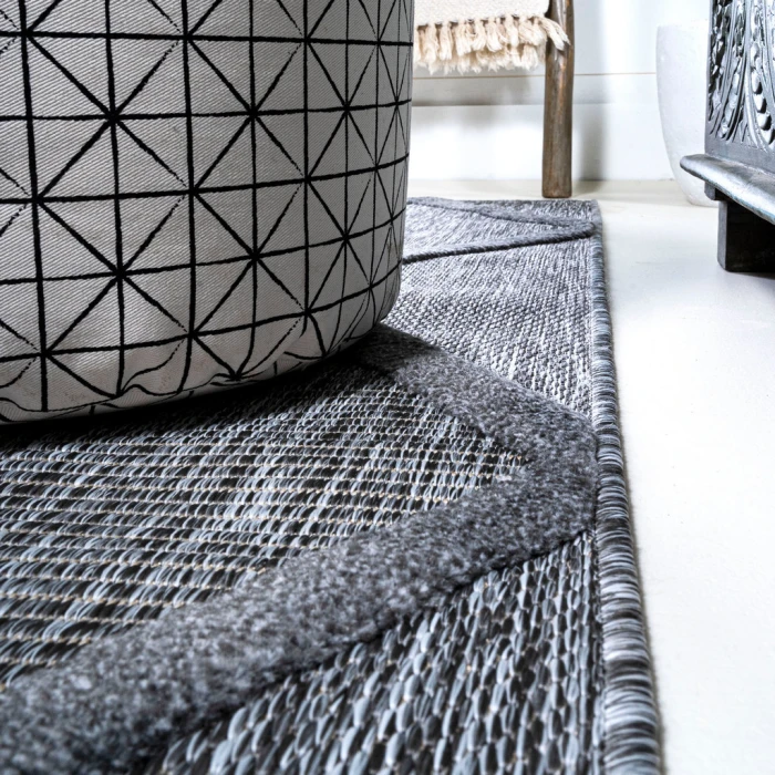Salines Diamond Trellis Dark Gray 2 ft. x 8 ft. Indoor/Outdoor Runner Rug