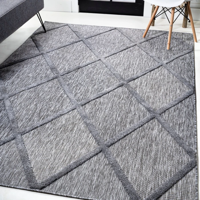Salines Diamond Trellis Dark Gray 8 ft. x 10 ft. Indoor/Outdoor Area Rug