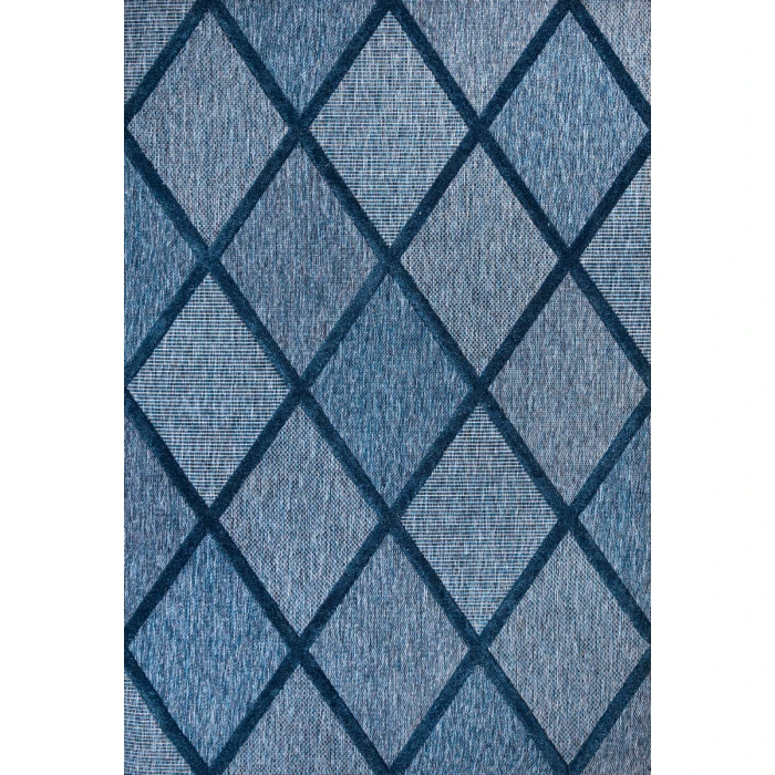 Salines Diamond Trellis Navy 8 ft. x 10 ft. Indoor/Outdoor Area Rug