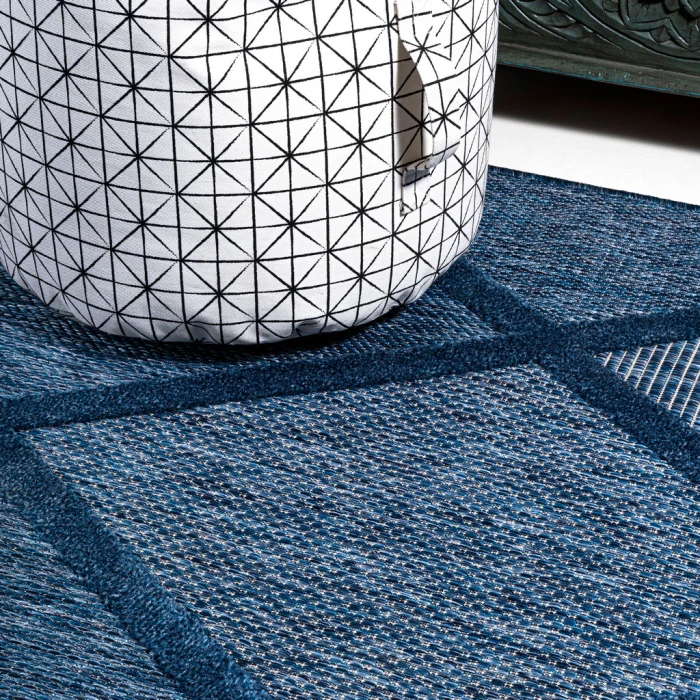 Salines Diamond Trellis Navy 2 ft. x 8 ft. Indoor/Outdoor Runner Rug
