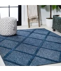 Salines Diamond Trellis Navy 8 ft. x 10 ft. Indoor/Outdoor Area Rug