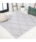 Salines Diamond Trellis Light Gray 5' Square Indoor/Outdoor Area Rug
