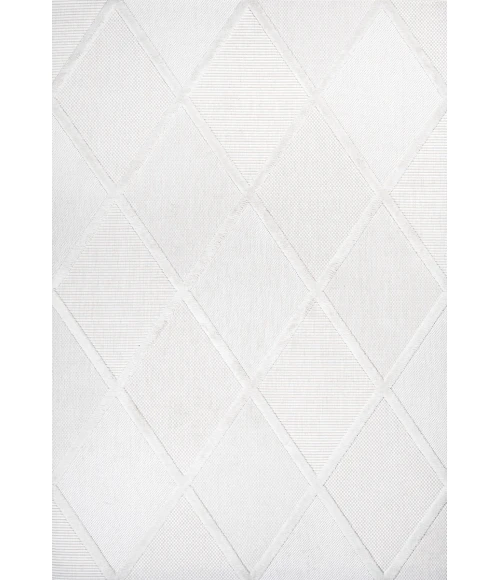 Salines Diamond Trellis Ivory 5 ft. x 8 ft. Indoor/Outdoor Area Rug