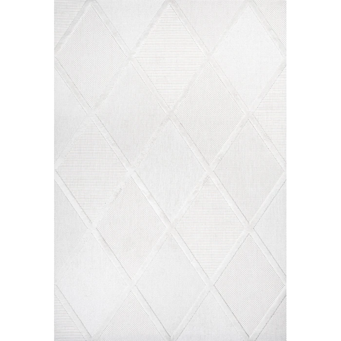 Salines Diamond Trellis Ivory 5 ft. x 8 ft. Indoor/Outdoor Area Rug