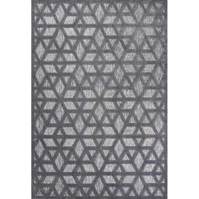 Talaia Neutral Geometric Dark Gray 3 ft. x 5 ft. Indoor/Outdoor Area Rug