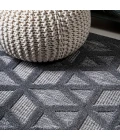 Talaia Neutral Geometric Dark Gray 2 ft. x 8 ft. Indoor/Outdoor Runner Rug