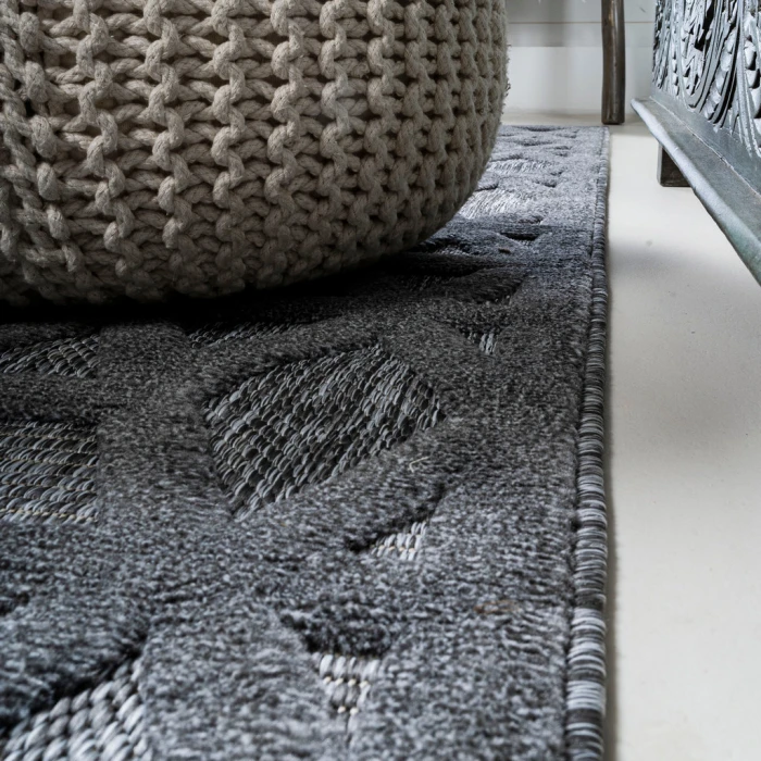 Talaia Neutral Geometric Dark Gray 2 ft. x 8 ft. Indoor/Outdoor Runner Rug