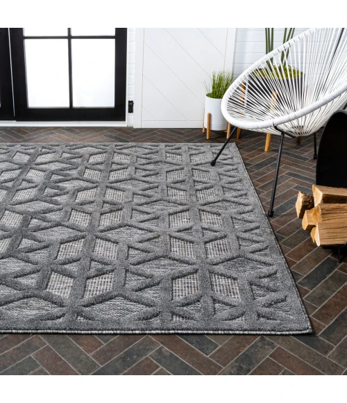 Talaia Neutral Geometric Dark Gray 5 ft. x 8 ft. Indoor/Outdoor Area Rug