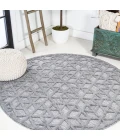 Talaia Neutral Geometric Dark Gray 5' Round Indoor/Outdoor Area Rug