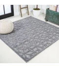 Talaia Neutral Geometric Dark Gray 5' Square Indoor/Outdoor Area Rug
