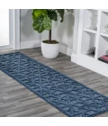 Talaia Neutral Geometric Navy 2 ft. x 8 ft. Indoor/Outdoor Runner Rug