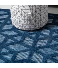Talaia Neutral Geometric Navy 2 ft. x 8 ft. Indoor/Outdoor Runner Rug