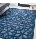 Talaia Neutral Geometric Navy 5 ft. x 8 ft. Indoor/Outdoor Area Rug