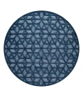 Talaia Neutral Geometric Navy 5' Round Indoor/Outdoor Area Rug