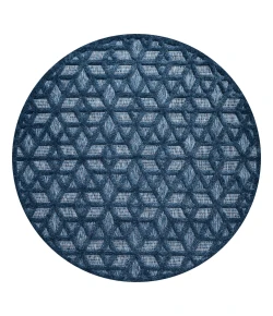 Jonathany Ibiza IBZ102B Navy Area Rug 5 ft. 3 in. X 5 ft. 3 in. Round