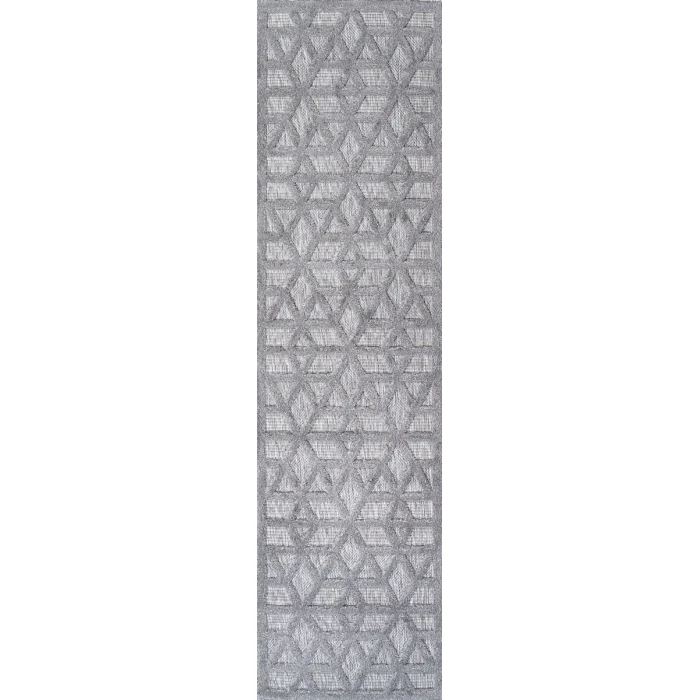 Talaia Neutral Geometric Light Gray 2 ft. x 8 ft. Indoor/Outdoor Runner Rug