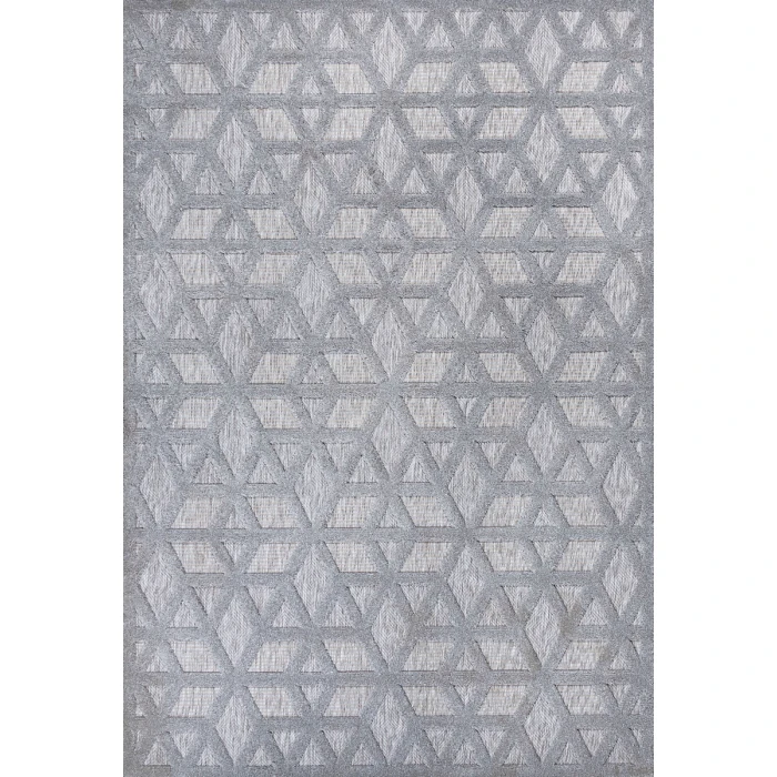 Talaia Neutral Geometric Light Gray 3 ft. x 5 ft. Indoor/Outdoor Area Rug