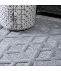 Talaia Neutral Geometric Light Gray 5' Square Indoor/Outdoor Area Rug