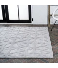 Talaia Neutral Geometric Light Gray 3 ft. x 5 ft. Indoor/Outdoor Area Rug