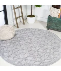 Talaia Neutral Geometric Light Gray 5' Round Indoor/Outdoor Area Rug