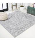 Talaia Neutral Geometric Light Gray 5' Square Indoor/Outdoor Area Rug