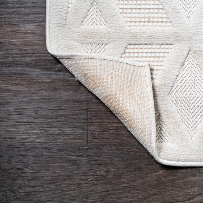 Talaia Neutral Geometric Ivory 2 ft. x 8 ft. Indoor/Outdoor Runner Rug