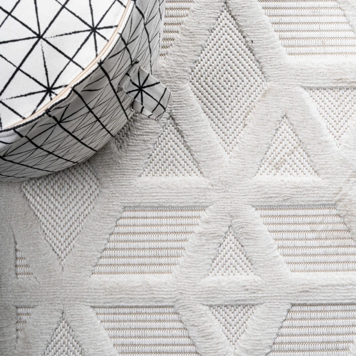 Talaia Neutral Geometric Ivory 2 ft. x 8 ft. Indoor/Outdoor Runner Rug