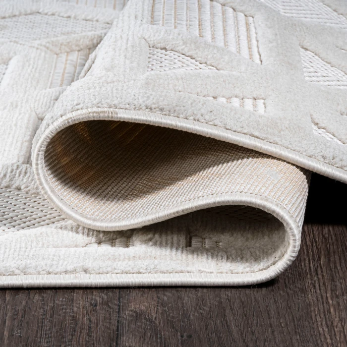 Talaia Neutral Geometric Ivory 2 ft. x 8 ft. Indoor/Outdoor Runner Rug