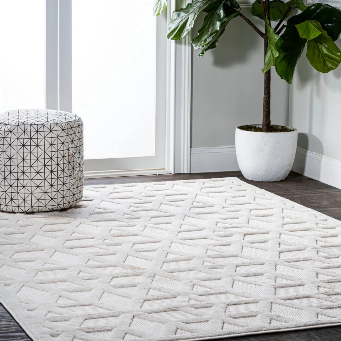 Talaia Neutral Geometric Ivory 3 ft. x 5 ft. Indoor/Outdoor Area Rug