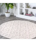 Talaia Neutral Geometric Ivory 5' Round Indoor/Outdoor Area Rug