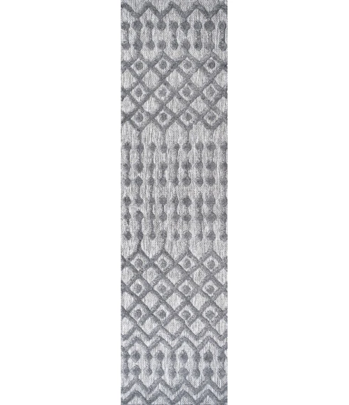 Peralta Moroccan Diamond Dark Gray 2 ft. x 8 ft. Indoor/Outdoor Runner Rug