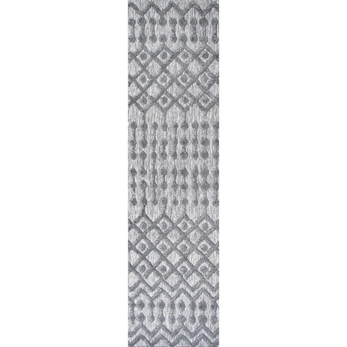 Peralta Moroccan Diamond Dark Gray 2 ft. x 8 ft. Indoor/Outdoor Runner Rug