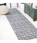Peralta Moroccan Diamond Dark Gray 2 ft. x 8 ft. Indoor/Outdoor Runner Rug