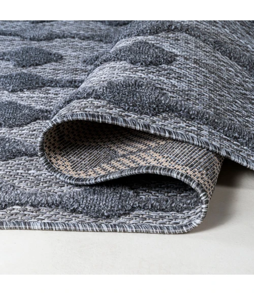 Peralta Moroccan Diamond Dark Gray 2 ft. x 8 ft. Indoor/Outdoor Runner Rug