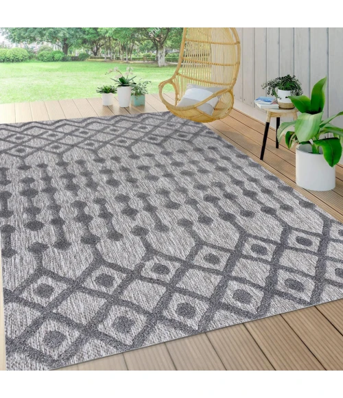 Peralta Moroccan Diamond Dark Gray 3 ft. x 5 ft. Indoor/Outdoor Area Rug
