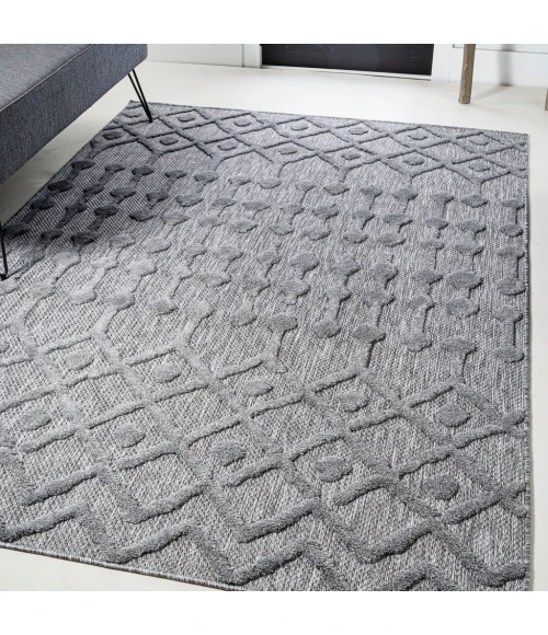 Peralta Moroccan Diamond Dark Gray 3 ft. x 5 ft. Indoor/Outdoor Area Rug