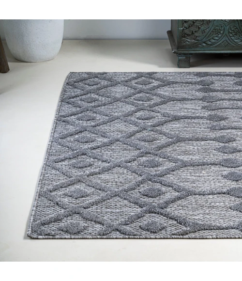 Peralta Moroccan Diamond Dark Gray 3 ft. x 5 ft. Indoor/Outdoor Area Rug