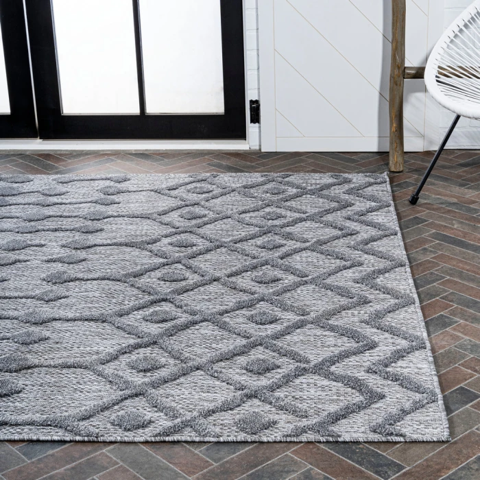 Peralta Moroccan Diamond Dark Gray 8 ft. x 10 ft. Indoor/Outdoor Area Rug