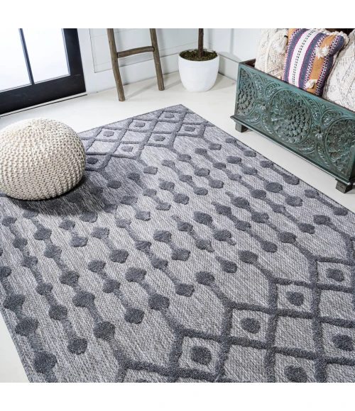 Peralta Moroccan Diamond Dark Gray 3 ft. x 5 ft. Indoor/Outdoor Area Rug