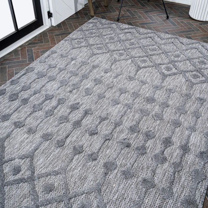 Peralta Moroccan Diamond Dark Gray 8 ft. x 10 ft. Indoor/Outdoor Area Rug