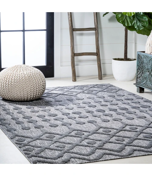 Peralta Moroccan Diamond Dark Gray 3 ft. x 5 ft. Indoor/Outdoor Area Rug