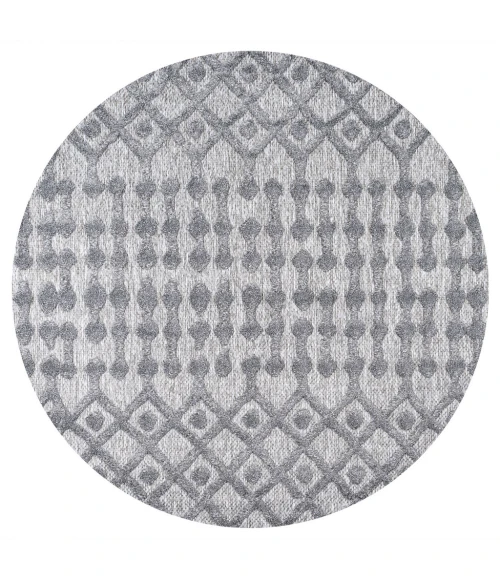 Peralta Moroccan Diamond Dark Gray 5' Round Indoor/Outdoor Area Rug