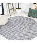 Peralta Moroccan Diamond Dark Gray 5' Round Indoor/Outdoor Area Rug